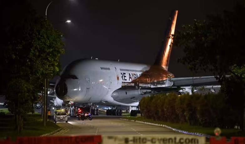 Two Singapore Airlines A380s towed along public road to be scrapped at Changi Exhibition Centre